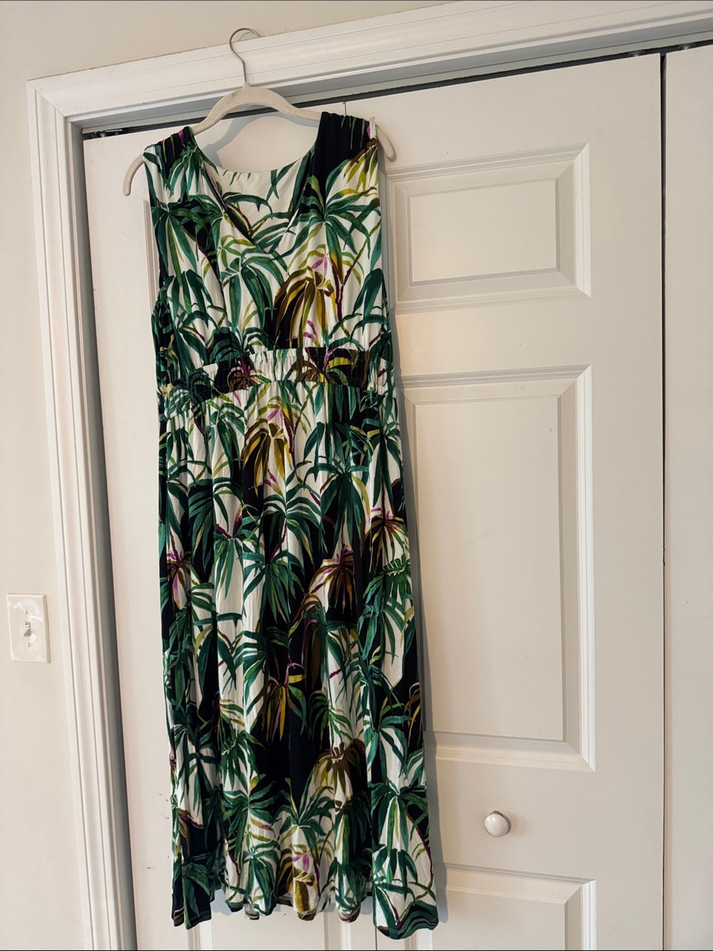 Soma Tropical Palm Print Maxi Dress - Green & White